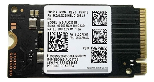 Disco Sólido Ssd Samsung 256gb M.2 2242 Pm991a Pcie Nvme Oem