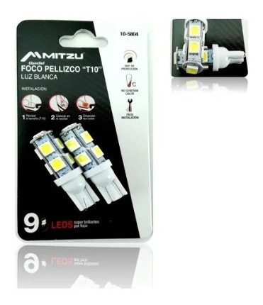 Par Foco Led Pellizco T10 Luz Blanca Mitzu 10-5804