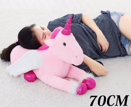 Unicornio Cavalo De Pelúcia Naninha Criança Bebê Neném 70 Cm