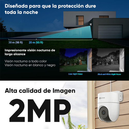 Ezviz Kit Videovigilancia 4 Cámaras Ip Ptz Wifi H8c 2mp + Hdd 3tb + Accesorios - Kit Cctv Kit-h8c-plus-4 Cámaras Inalambricas Audio De Dos Vias Cobertura 360° + Seguimiento Inteligente