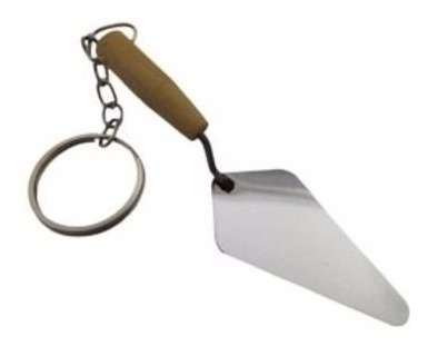 Imagem 1 de 3 de Kit 5 Chaveiro Inox Colher De Pedreiro, Cabo Madeira