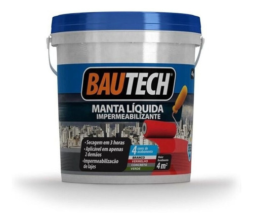 Bautech Manta Liquida 4kg Impermeabilizante Laje Telha Chão