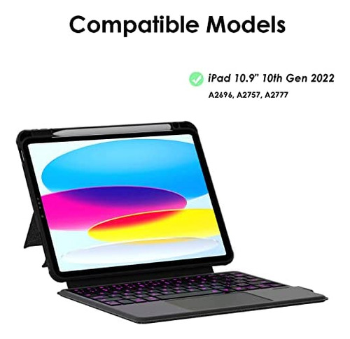 Capa De Teclado Baaaq iPad 10.9 Para iPad 10ÂȘ Geração 2022,