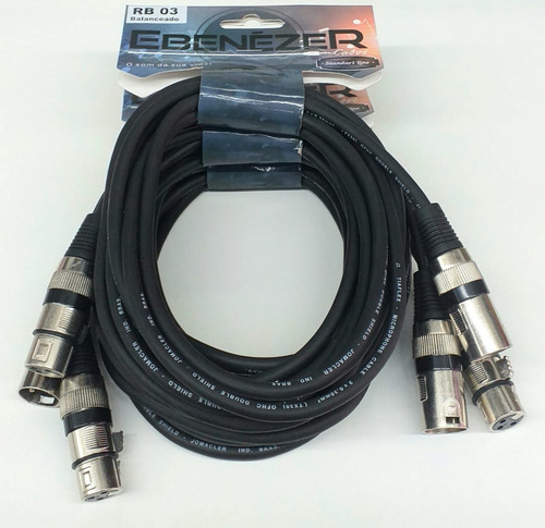 Imagem 2 de 5 de Kit 3 Cabos Xlr+xlr Canon Balanceado Microfone 3 Metros Cada