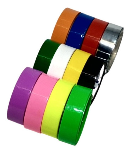 Imagem 1 de 7 de 50 Fita Adesiva 12x10 Durex Colorido Atacado Fit-pel