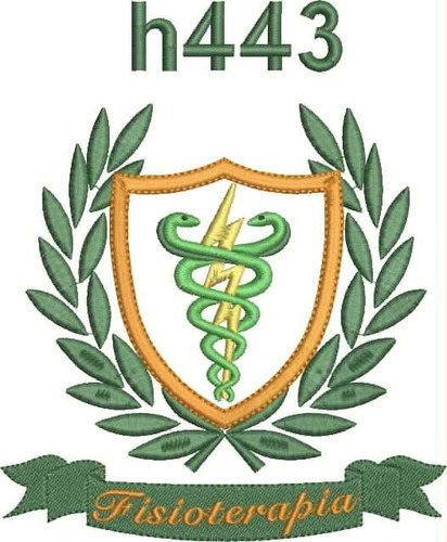Matriz Bordado Ponto Cheio Fisioterapia Brasão Arabesco H443