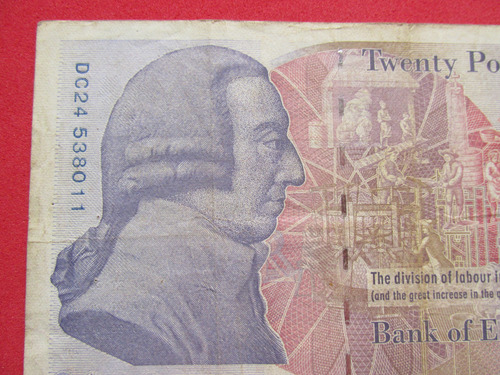 Gran Billete Banco De Inglaterra Reina Isabel Ii 20 Libras (Usado)