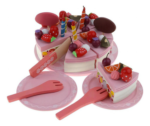 Comida Simulada Para Niños, Tarta Cortada En Madera Para Fie