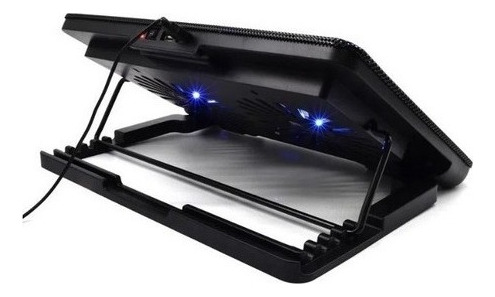 Soporte Vertical Notebook Ventilador Base Mesa Plegable Cool Negro Azul