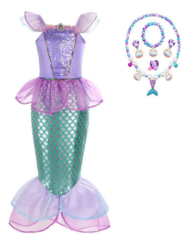Nr Disfraz Sirenita Para Niñas Vestido Princesa Ariel Fiesta