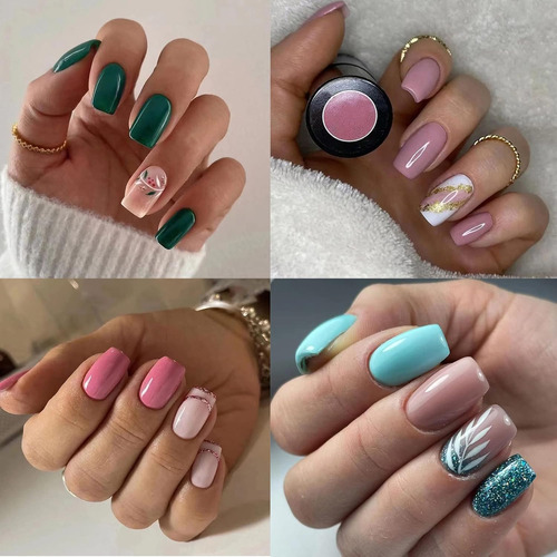 360 Uñas Cuadradas A Presión, Medianas, De Cobertura Complet