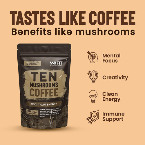 Mezcla De Café Instant Coffee Max Fit Gourmet Con Diez Hongo