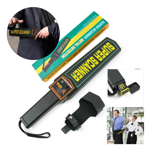 Detector Metales Portatil Scanner Sonido Prevencion Segurida Color Negro