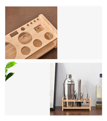 Cocktail Shaker Bartender Stand Madera Tablero Multifunción