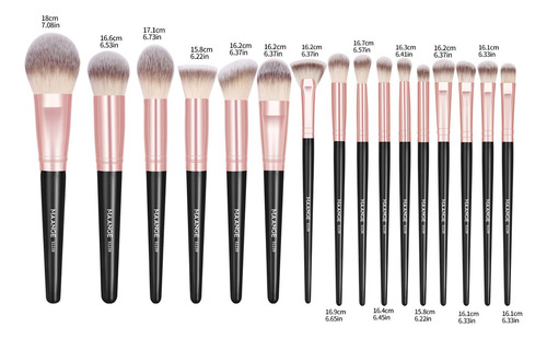 18 Set De Brochas Para Maquillaje Profesional +estuche +caja Color Negro y Oro Rosa