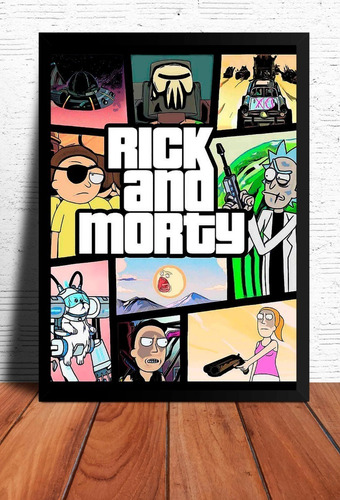 Poster Rick And Morty Gta  Marco Negro 33x48cm Fan Arte