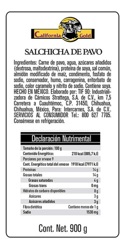 Salchicha California Turkey 900g