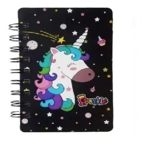 Libreta Anotador Unicornio- Tapa Dura Con Espiral- 9 X 14 Cm