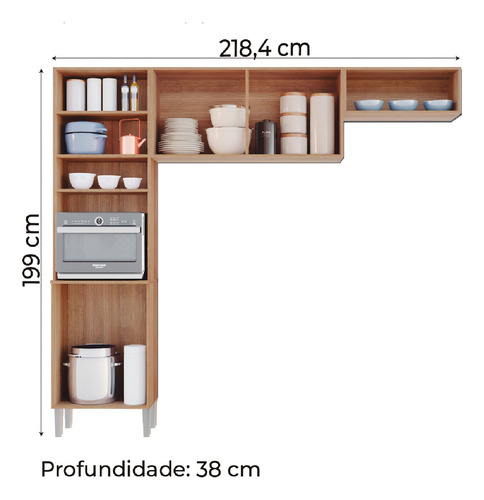 Armário Cozinha Compacta Emily 4 Portas Atacama/off White