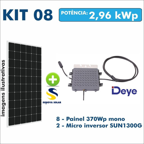 Kit Usina Solar Gerador 2 Micro Inversor + 8 Painel 370w