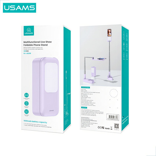 Soporte para lámpara de teléfono celular con forma de anillo, vidas y fotos, utilizamos estructura de color morado