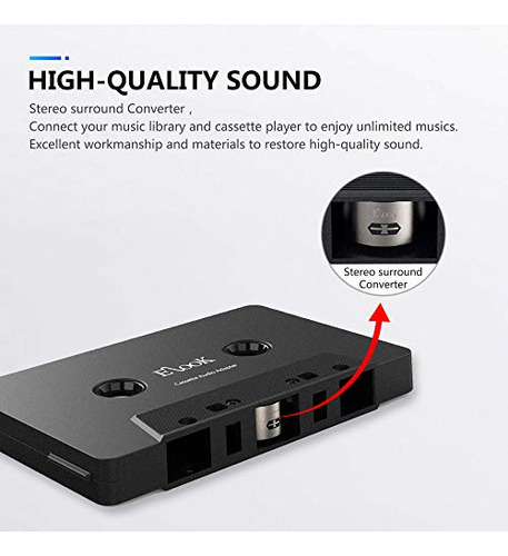 Adaptador Cassette Coche Elook Aux, 3.5mm Cable Audio