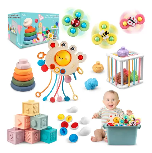 Cubo Sensorial Montessori 6 En 1 Para Bebés De 6 A 36 Meses – Juguete Educativo Con Cohete, Volante Y Girasol, Ideal Para Viajes En Coche O Avión