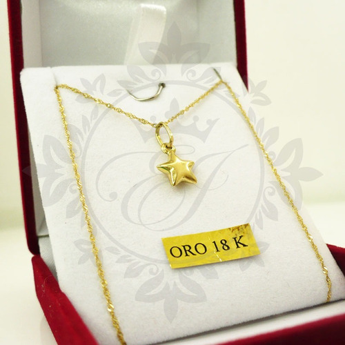 Cadena Oro Mujer 18 K Y Dije Estrella De Oro, Collar Oro!