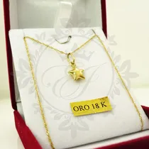 Comprar Cadena Oro Mujer 18 K Y Dije Estrella De Oro, Collar Oro!