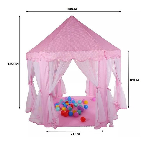 Imagen 4 de 10 de Carpa Infantil Castillo Princesa Niña Portatil Rosado
