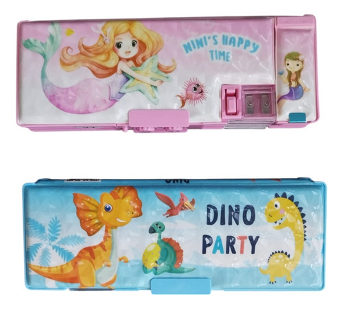 Pack Estuche Lápices, Saca Punta Con Clave 2 Diseños Niñ@s.