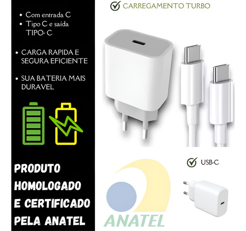 Carregador Para Motorola Turbo 25w Tipo C Edge 40 Edge 50