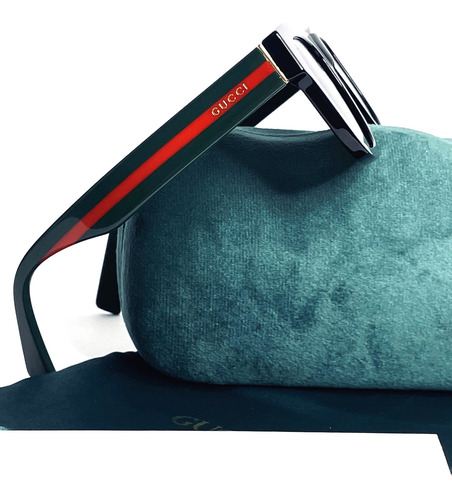 Lentes De Sol Gucci Rectangular Verde Negro Verde