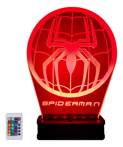 Lámpara Spiderman Avengers Led 16 Colores + Control Y Poster