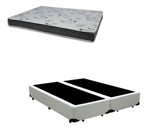 Cama Box King Sintético Com Colchão Miller Espuma D33 Cinza