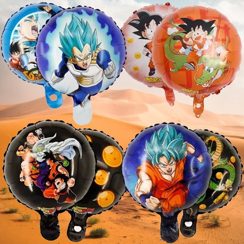 Pack 4 Globos Dragon Ball Z Redondos Metalizados Chicos 23cm Azul Negro Dragon Ball Z