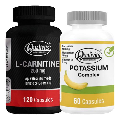 Potasio Complex + L Carnitina 120 Cápsulas Qualivits Vegano Sabor Natural