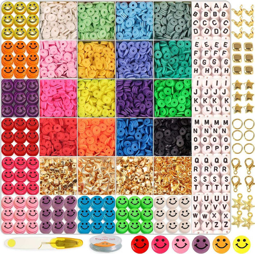 Kit De Perlas De Arcilla Para Hacer Joyas Con 200 Letras