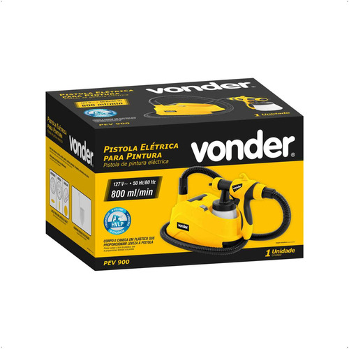 Pistola Para Pintura Elétrica Pulverizadora 900w - Vonder Cor Amarelo 127V