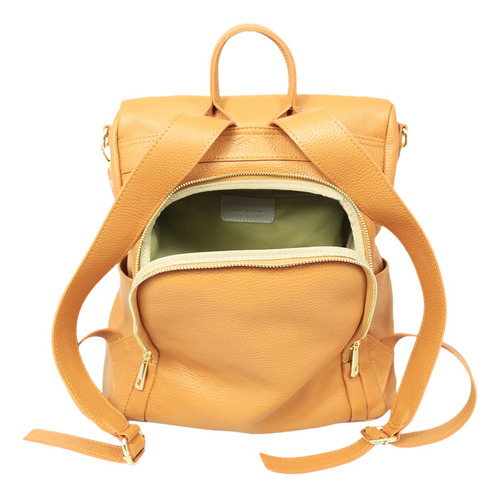 Mochila Hadar De Piel Auténtica Italiana, Color Camello
