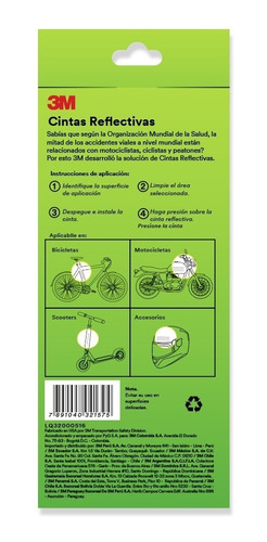 Imagen 2 de 4 de 12x Tiras Reflectivas Luminosas 3m® Para Moto Bici, 145x7mm