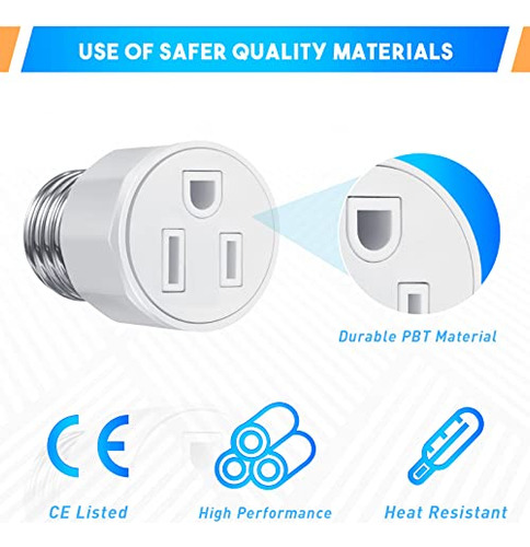 Adaptador De Enchufe De Bombilla De 3 Puntas E26/e27, Luz Po