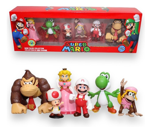 Figuras Mario Bross Set 6 Figuritas Caja - Mario Bross