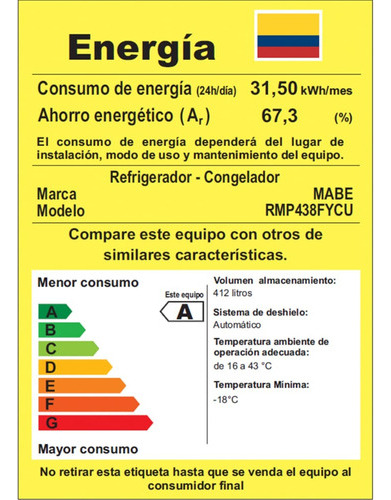 Nevera Mabe No Frost 438 Litros Inox Rmp438fycu