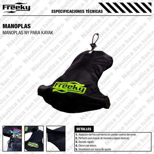 Imagen 3 de 5 de Manoplas Mitones Guantes Freeky Para Kayak Remo Canoa