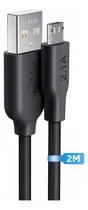 Comprar Cable de Datos 1Hora Micro USB V8 2.1A, 2 Metros PVC Duradero USB 2.0 Carga Rápida Compatible con Móviles, Tabletas Negro