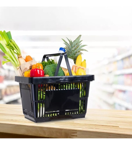 Cesta Supermercado Hortifruti Plastica Multiuso 16 Lt Preto Cor Vermelho