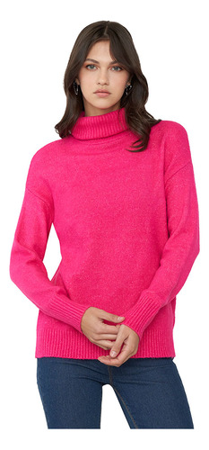 Sweater Mujer Cuello Alto Oversize Fucsia Corona