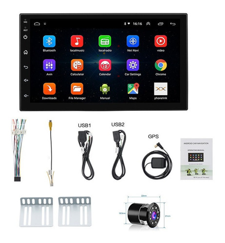 Radio Carro Android 9.1 Wifi Gps Pantalla 2 Din Apps Con Cam