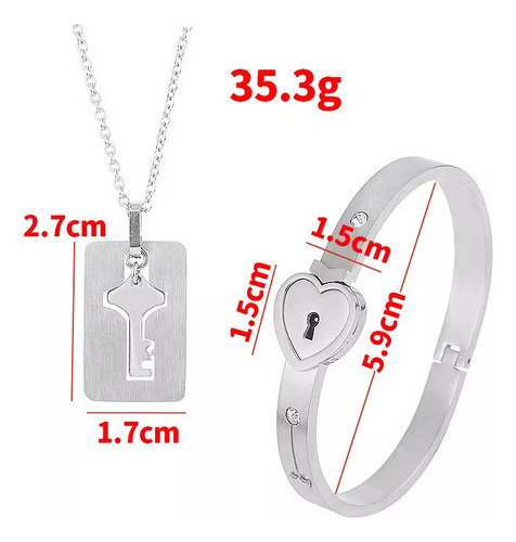 Hjb Pulsera Brazalete Pareja Con Llave Corazón Acero